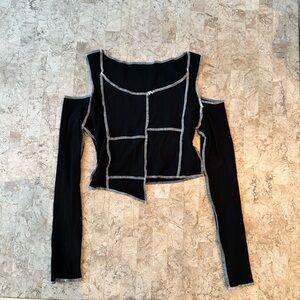 Stylish Black Cut-Out Women's Top